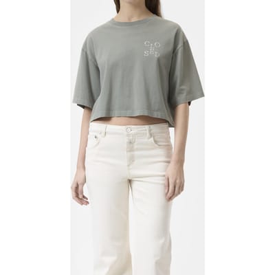 Closed Croppped T-shirt Faded Green Maat: XXS | Tops Outlet | Dames | Groen