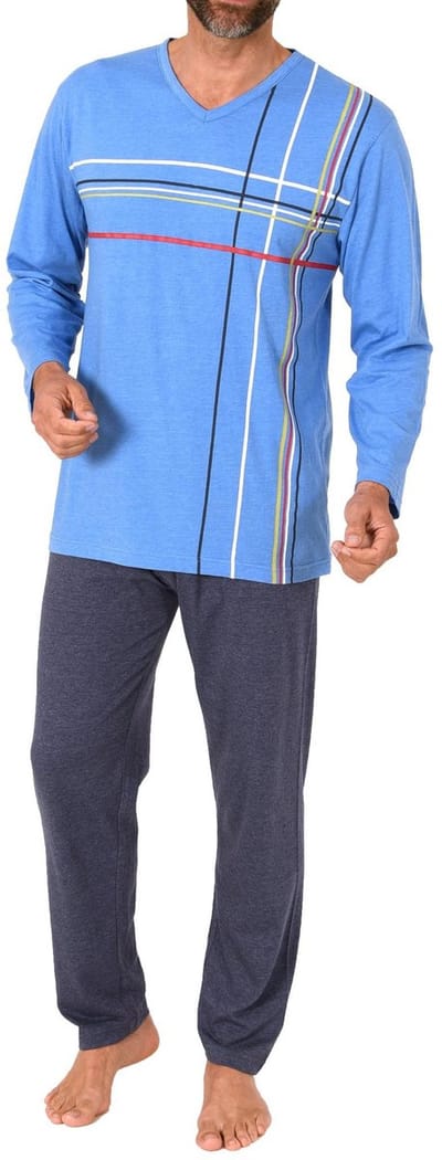 Normann herenpyjama met lange mouwen en print op de voorkant in een elegante look