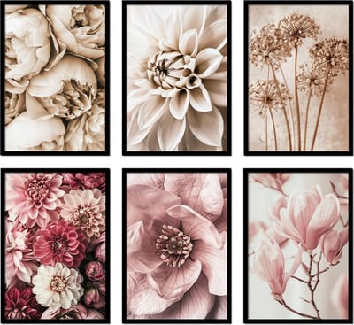 Bloemen posters A4 - Pioenrozen Vintage Woonkamer Keuken Slaapkamer