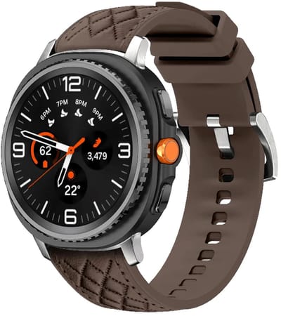 Strap-it diamond leren hybrid bandje smartwatchband geschikt voor Samsung Galaxy Watch 9 (40/44mm) / Watch 8 (40/44mm) / 8 Classic (46mm) - donkerbruin