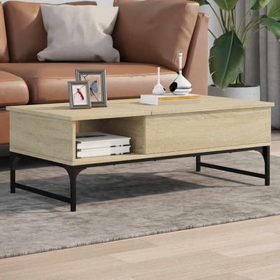 vidaXL - Salontafel - 100x50x35 - cm - bewerkt - hout - en - metaal - sonoma - eiken