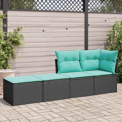 vidaXL - 2-delige - Loungeset - met - kussens - poly - rattan - acacia - zwart