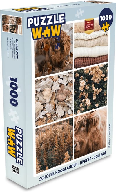 Puzzel Schotse hooglander - Herfst - Collage - Legpuzzel - Puzzel 1000 stukjes volwassenen