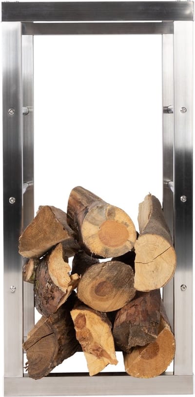 FLOORDIREKT Brandhoutrek - Chios - Houtopslag - Zilver - 40 x 25 x 80 cm