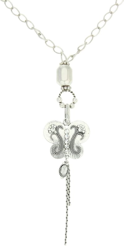 Behave - Zilverkleurige ketting met vlinder hanger - 61 cm + verlengkettinkje