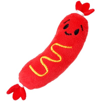 Jouets pour animaux en peluche couinants: Jouets à mâcher brodés Hot Dog pour Chiens et Chats, Jouets Résistants aux Morsures pour Soulager l'Ennui, rouge