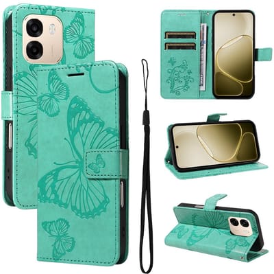 Coverup Hoesje - Geschikt voor OPPO A6 5G / A6x 5G / A6x 4G Hoesje - Coverup Vlinders Book Case - Mintgroen