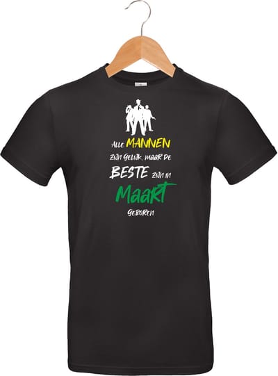 mijncadeautje - mannen t-shirt - zwart - opdruk kleur - alle mannen zijn gelijk - maart - maat S