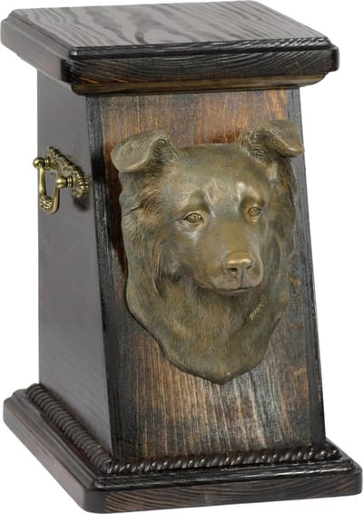 Elegante urn hond voor hondenas met Border Collie beeldje