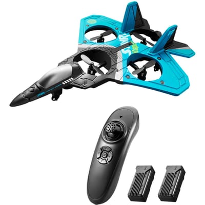 Avion RC 2.4GHz 6CH EPP RC, 4 moteurs, jouets pour adultes et enfants avec fonction de détection de gravité, rouleau de cascade, lumière froide blue-2 battery bleu