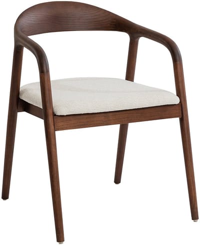 Stoel 'Claire' Essenhout Walnoot Stof Ote Milan Beige set van 2