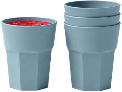 Plasticforte onbreekbaar drinkglas - 4x - kunststof - blauw - 360 ml - drinkglazen - lichtgewicht - 9 x 10 cm - stapelbaar