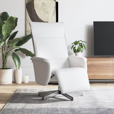 vidaXL - Fauteuil - verstelbaar - met - voetensteun - kunstleer - wit
