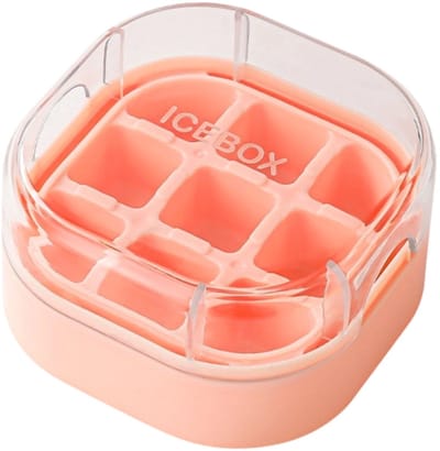 LISM-Deze mini-ijsmaker met 9 vakjes en snelle opening is draagbaar en compact, perfect voor feestjes, reizen en thuisgebruik. Gemaakt van voedselveilige materialen, is hij veilig en geurloos. - Roze