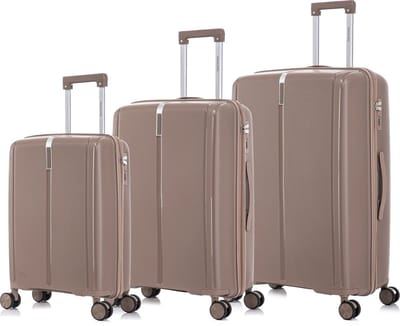 TRAVELERZ - Valencia - 3 Delig kofferset - Handbagage 42L - Medium koffer 67L & Grote koffer 97L - Polypropyleen - Harde schaal - Cijferslot - Lichtgewicht - Flexibel - Duurzaam - Dubbele wielen - Spinner wielen - Taupe