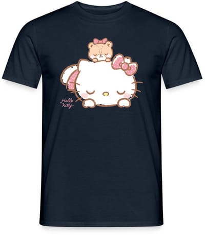 Hello Kitty Met Teddy Op Haar Rug T-Shirt Heren