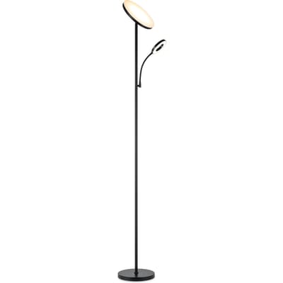 Home Sweet Home - Moderne Vloerlamp - 25/25/175 cm - Zwart - Metalen Staande Lamp - Met leeslamp - Geïntegreerde LED 7W 3636Lm - Dimbaar - Voor Kantoor en Slaapkamer