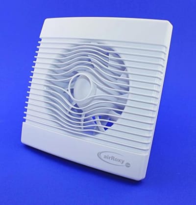 Premium badkamerventilator met timer/naloop, witte voorkant, diameter 100 mm, 10 cm, wandventilator, inbouwventilator, badkamer, keuken