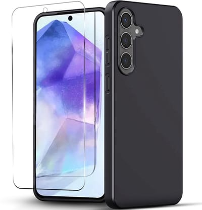 Hoesje Geschikt voor Samsung Galaxy A35 Zwart Telefoonhoesje - Anti-Shock Case Cover met 1x Screenprotector