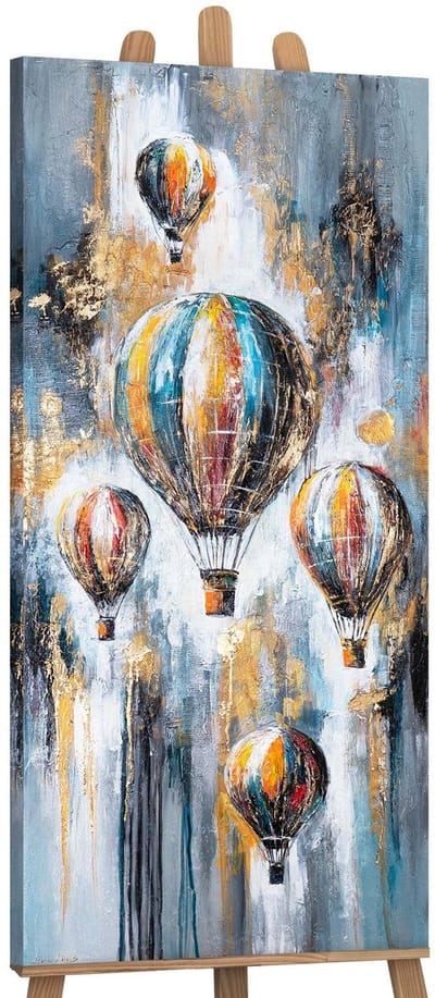 Canvas schilderij panoramisch 115x50 handgeschilderd uitstraling van de vlucht vogels – YS-Art Gallery – Uitbundige wanddecoratie voor woonkamer – Modern schilderij voor hal