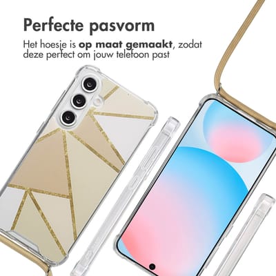 imoshion Hoesje - Geschikt voor Samsung Galaxy S24 FE - Design Hoesje met Koord - Beige Graphic