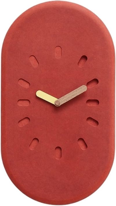 Stille Wandklok - Decoratieve Klok - Keuken Woonkamer - Stil Uurwerk - 31.5 x 17.5 cm - Rood
