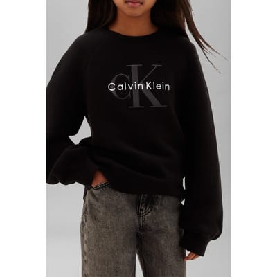 Calvin Klein Girls Monologo Fashion Crew Neck Black Taglia: 8 | Maglioni Outlet | kids | Nero