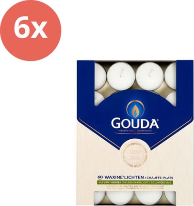 Gouda - Waxinelicht - 60 stuks per verpakking - Doos - Voordeelverpakking - 360 stuks - 6 verpakkingen