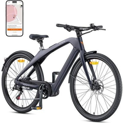 ENGWE N1 Pro - Vélo électrique 27,5 pouces - Autonomie de 100 km - Batterie 36 V 10 Ah - Cadre en fibre de carbone - Gris grijs