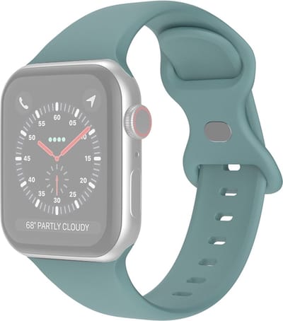 Siliconen bandje - geschikt voor Apple Watch 1/2/3/4/5/6/7/8/9/10/11/ SE (1,2,3) met maat 38 mm / 40 mm / 41 mm en 42 mm (Watch 10/11) - maat S/M - groenblauw