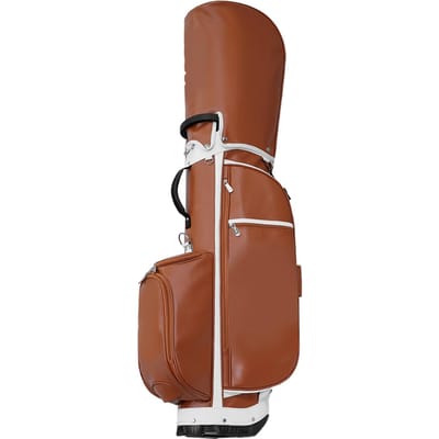 Sac de golf sur pied Cuir Super Fibre Support Triangulaire Stable Apparence Mode Marron