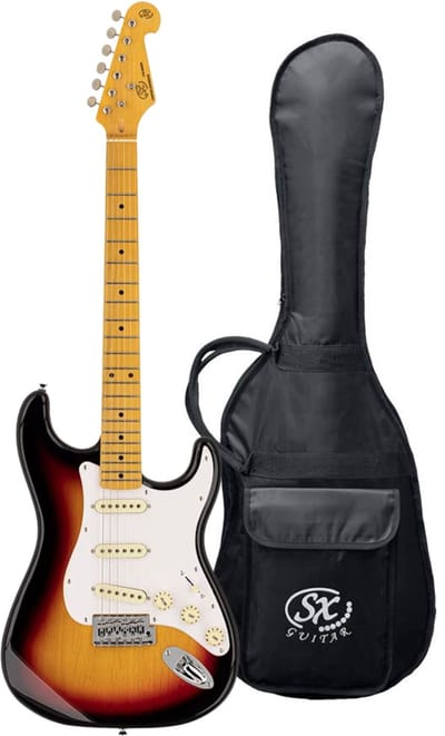 Elektrische gitaar - SX SST57-3TS - Retro Series 57 - ST-model - 3x Single Coil - Esdoorn toets - Sunburst - Inclusief gigbag