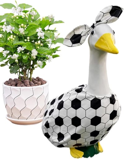 Voetbal Outfit Gans - Ganzenkleding Tuinbeeld - Tuindecoratie Aankleden - Specifiek voor 58cm Gans - 58 Centimeter - Multicolor