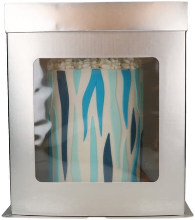 FunCakes Taartdoos Hoog - met Venster - Zilver - 21x21x23,5 cm - Cakedoos
