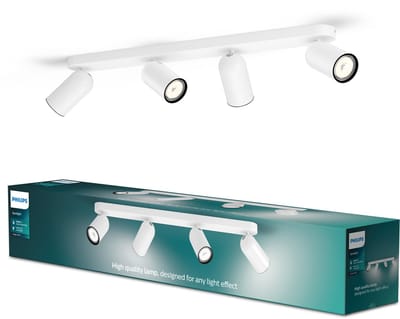Philips Pongee opbouwspot - 4-lichts - wit