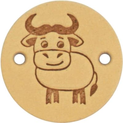 Durable Leren Label met Koe Opdruk – (2 stuks)