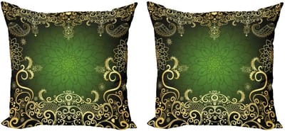 ABAKUHAUS Mandala Kussenhoes Set – 2x45 cm – Mikrofaser Groen
