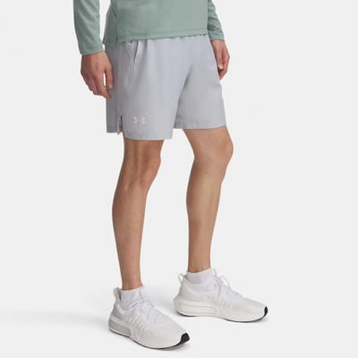 Under Armour UA LAUNCH 7'' SHORTS-GRY Heren Sportbroek - Mod Grijs / Wit / Reflective