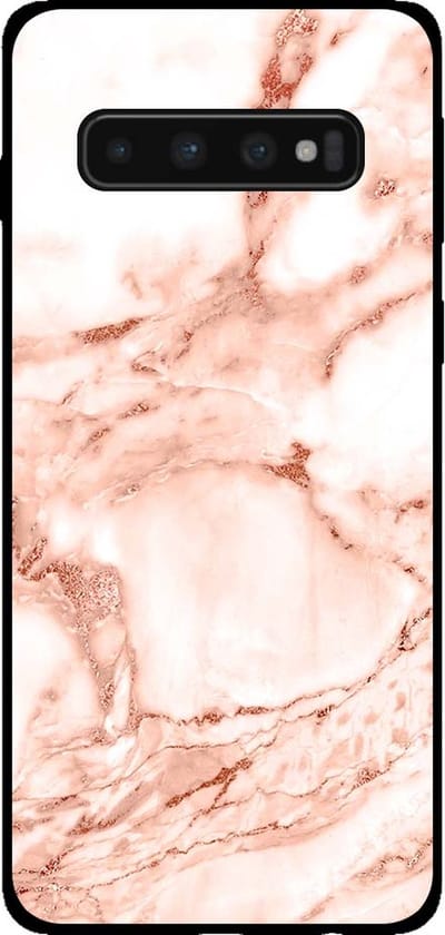 Smartphonica Telefoonhoesje voor Samsung Galaxy S10 marmer look - backcover marmer hoesje - Wit Rosé Goud geschikt voor Samsung Galaxy S10