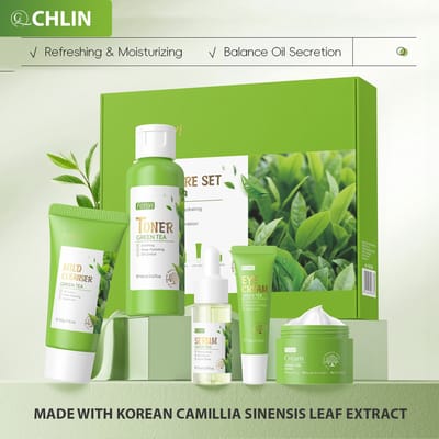 CL CHLIN® Fanyi Groene Thee Skincare Set – Natuurlijke Huidverzorging voor een Stralende Huid - Acne remmend - groene thee serum - green tea serum - green tea gream - acne verzorging