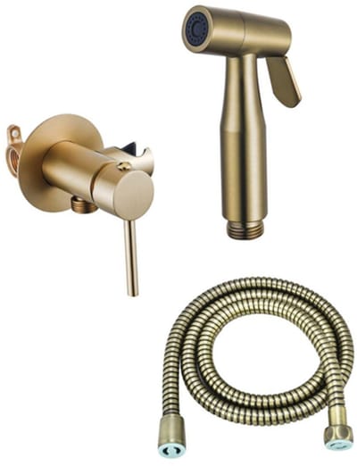 FugaFlow Eccelente Acces Mengkraan Bidetset - handdouchehouder -100cm doucheslang - bidet handdouche - geborsteld messing