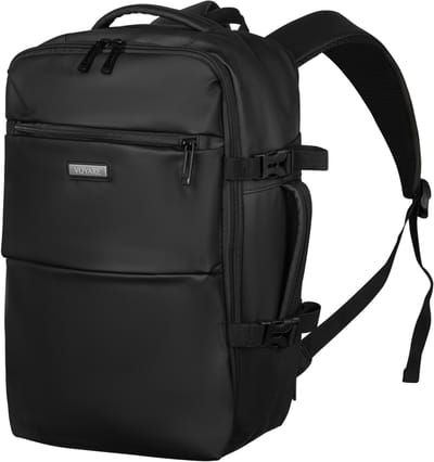Voyare Lumen Rugzak – Underseater Easyjet/Ryanair/Transavia – 40x25x18(+6)cm – Uitbreidbare Reistas/Weekendtas – Handbagage – Laptopvak – Waterdicht – Dames en Heren – Zwart