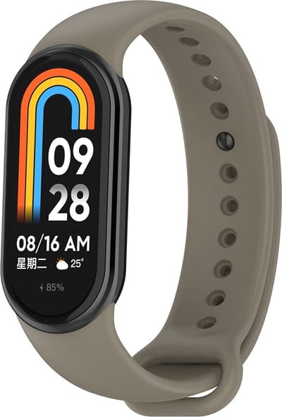 By Qubix - Siliconen bandje - Grijsbruin - Geschikt voor Xiaomi Smart Band 8 / 9 / 10