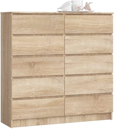 Ladekast K120 met 10 Lades / AKORD Furniture Factory / Sonoma Eik / 120 x 121 x 40 cm