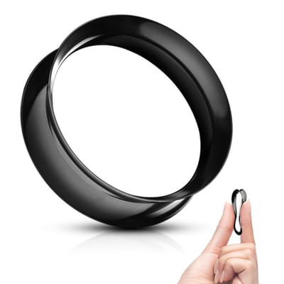 Double-flared Tunnel soft silicone Ultra dunne 10 mm - zwart - LMPiercings
