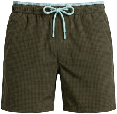 Seersucker Zwemshort Lavos - Legergroen / Lichtblauw - Maat 3XL - Zwemshort Heren Blauw - Swimwearclub