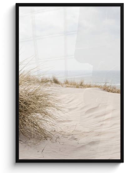 Poster in lijst - Fotolijst 80x120 cm - Posters - Wolken - Duinlandschap - Zand - Posterlijst zwart - Decoratie - Wanddecoratie woonkamer - Muurdecoratie slaapkamer
