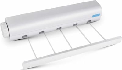 Wanddroogrek - 3.75m drooglengte - wit - plastic - met vijf touwen - ophangbaar - voor binnen en buiten