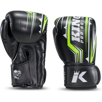 King Pro Boxing Bokshandschoenen - Spartan 5 - Microvezel - Zwart / Groen 16 oz