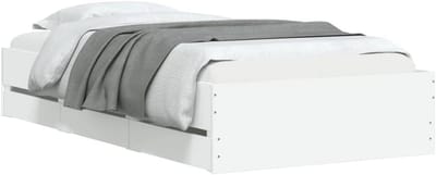 1-Persoons Bedframe met Lades 90x200 cm - Stevig Wit Opbergbed